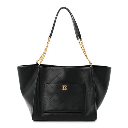 Chanel Caviar Stitched Pocket CC Large Tote Black 1 of 11