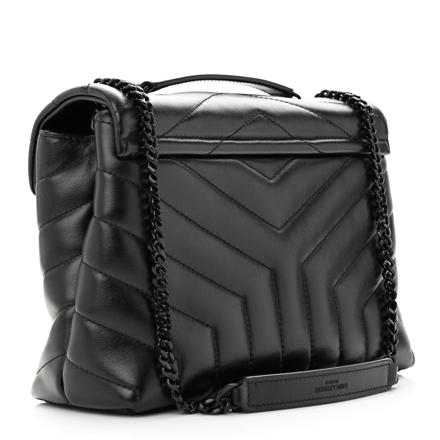 Saint Laurent Calfskin Y Quilted Monogram Monochrome Small Loulou Chain Satchel Black 3 of 13