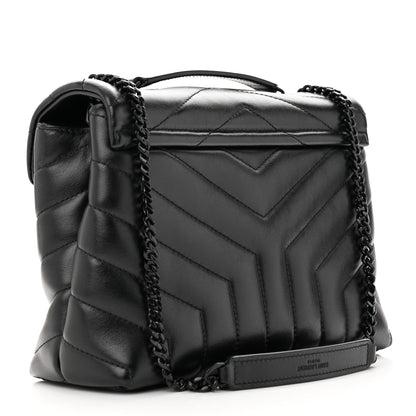 Saint Laurent Calfskin Y Quilted Monogram Monochrome Small Loulou Chain Satchel Black 3 of 13