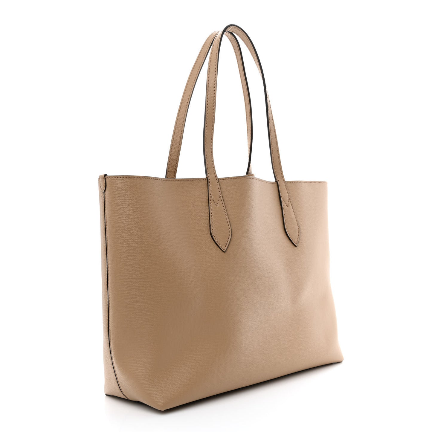 Grainy Calfskin Haymarket Check Medium Reversible Tote Camel