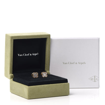 Van Cleef & Arpels 18K Yellow Gold Mother of Pearl Sweet Alhambra Earrings 6 of 6