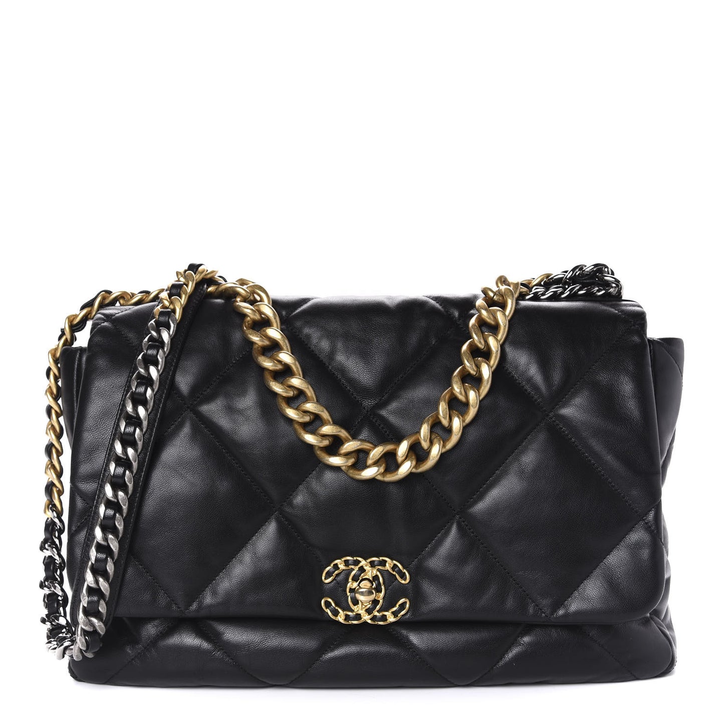 Goatskin Quilted Maxi 19 Flap Black