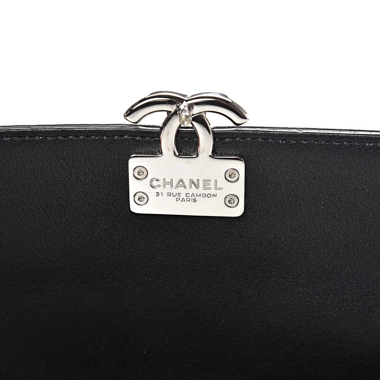 Calfskin Quilted CC Box Flap Pouch Black