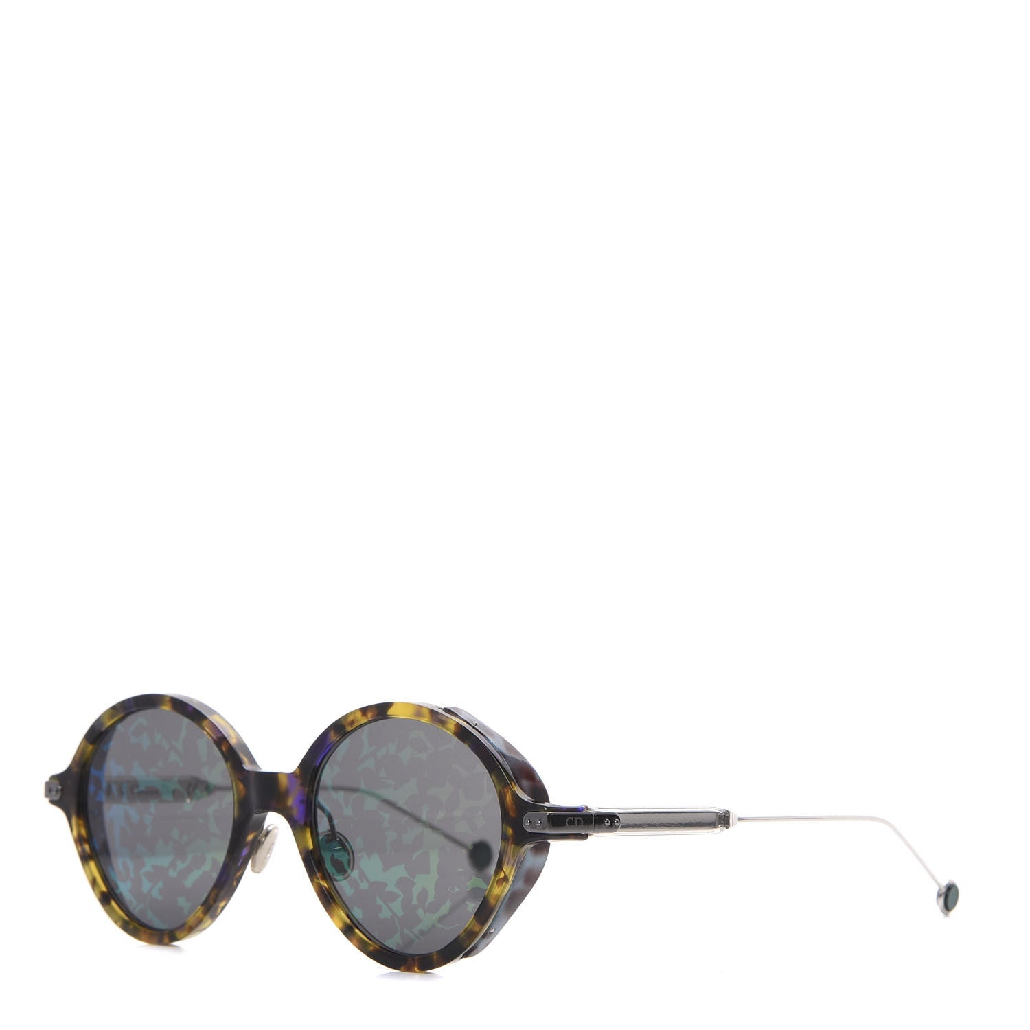 Christian Dior Acetate Leaf Print Umbrage Round Sunglasses Green Foliage 1 of 7