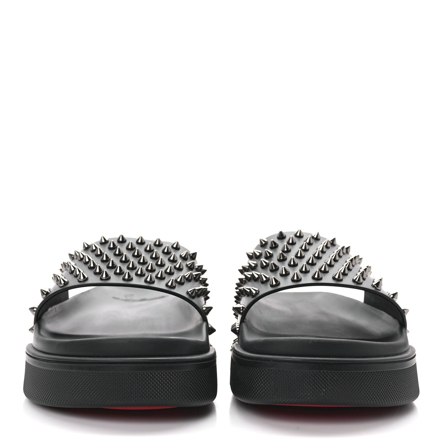 Calfskin Studded Mens Pool Fun Platform Flat Slide Sandals 43 Black