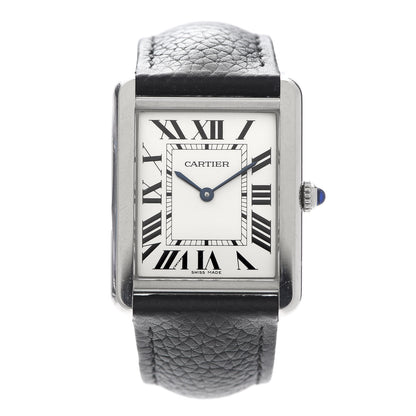 Cartier Stainless Steel Calfskin 27mm Tank Solo Quartz Watch 1 of 7