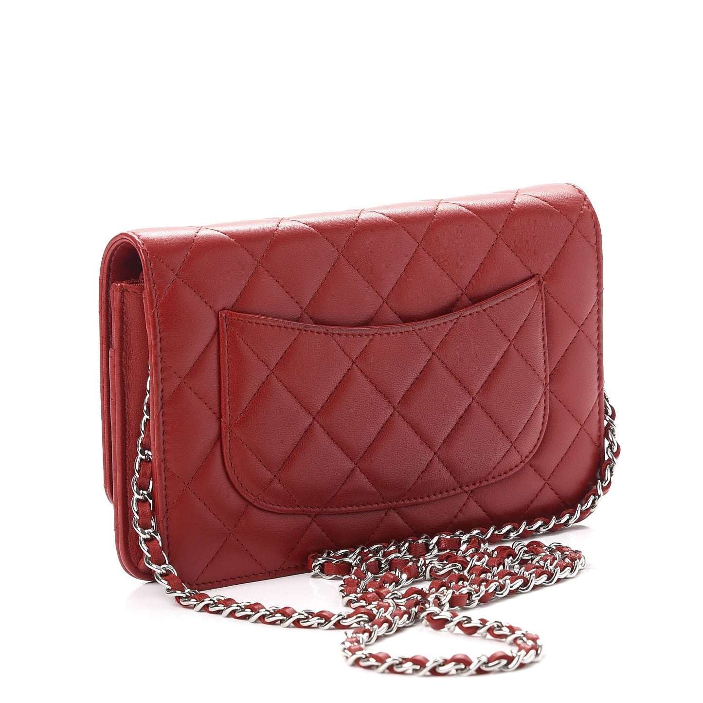 Lambskin Quilted Wallet On Chain WOC Red