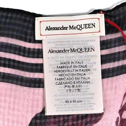 Alexander McQueen Silk Chiffon Lion Skull Scarf Black Pink 3 of 3