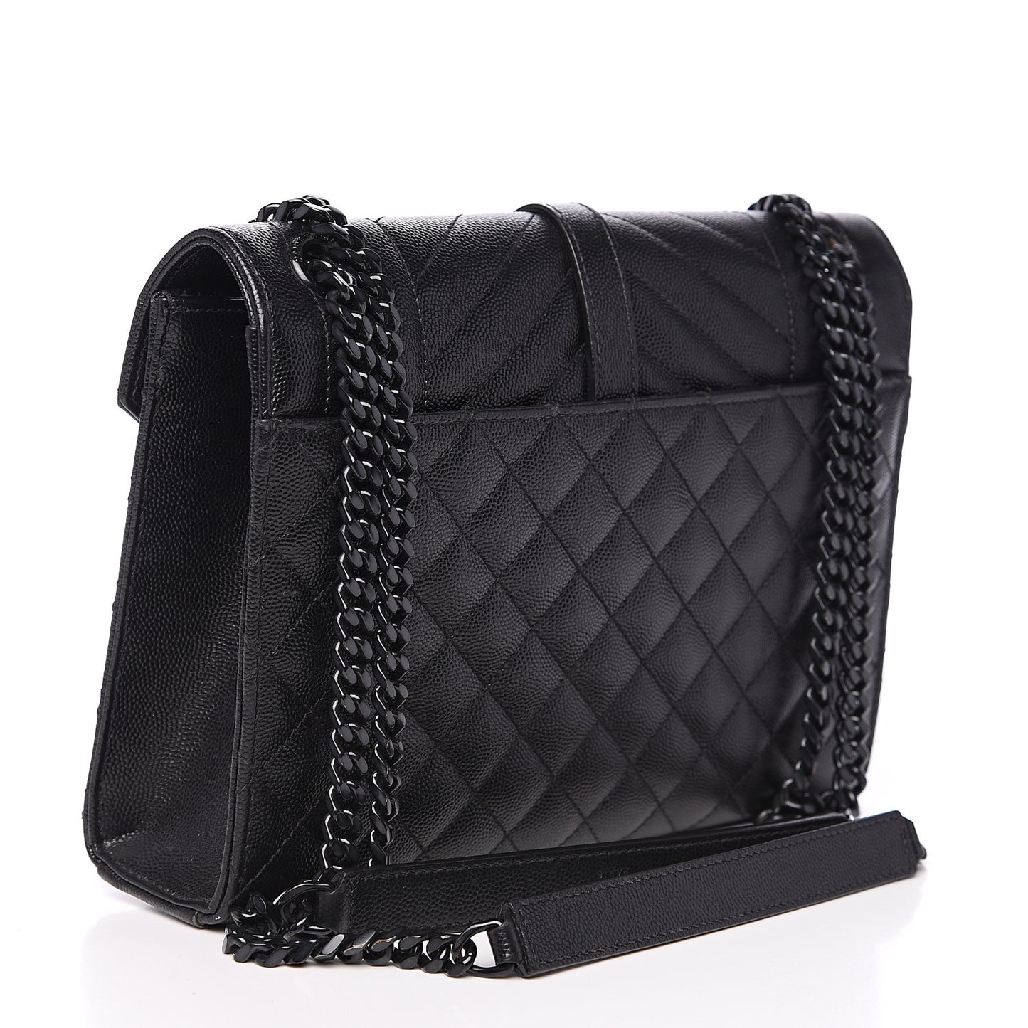 Grain De Poudre Textured Mixed Matelasse Triquilt Medium Monogram Satchel Black