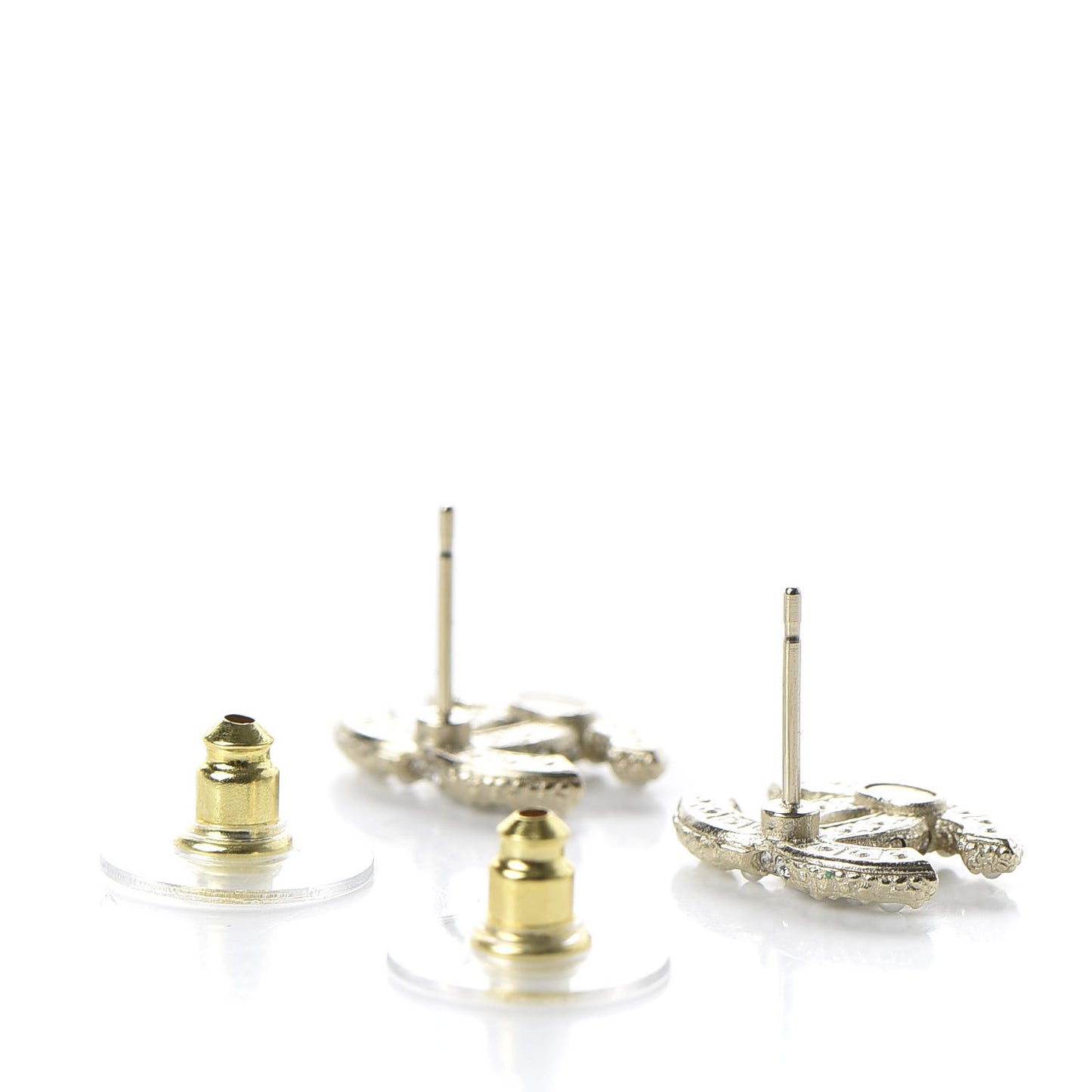 Pearl Crystal CC Earrings Light Gold