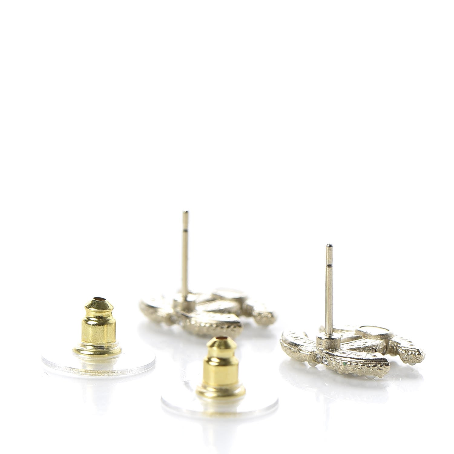 Chanel Pearl Crystal CC Earrings Light Gold 3 of 5