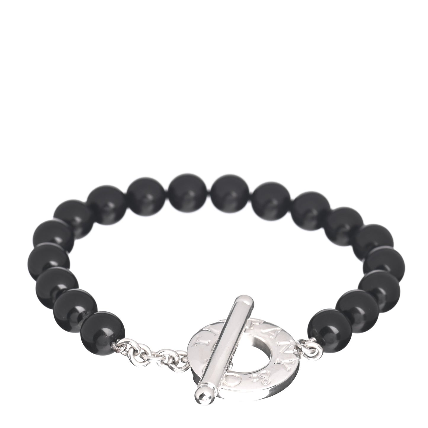 Sterling Silver Black Onyx Bead Toggle Bracelet