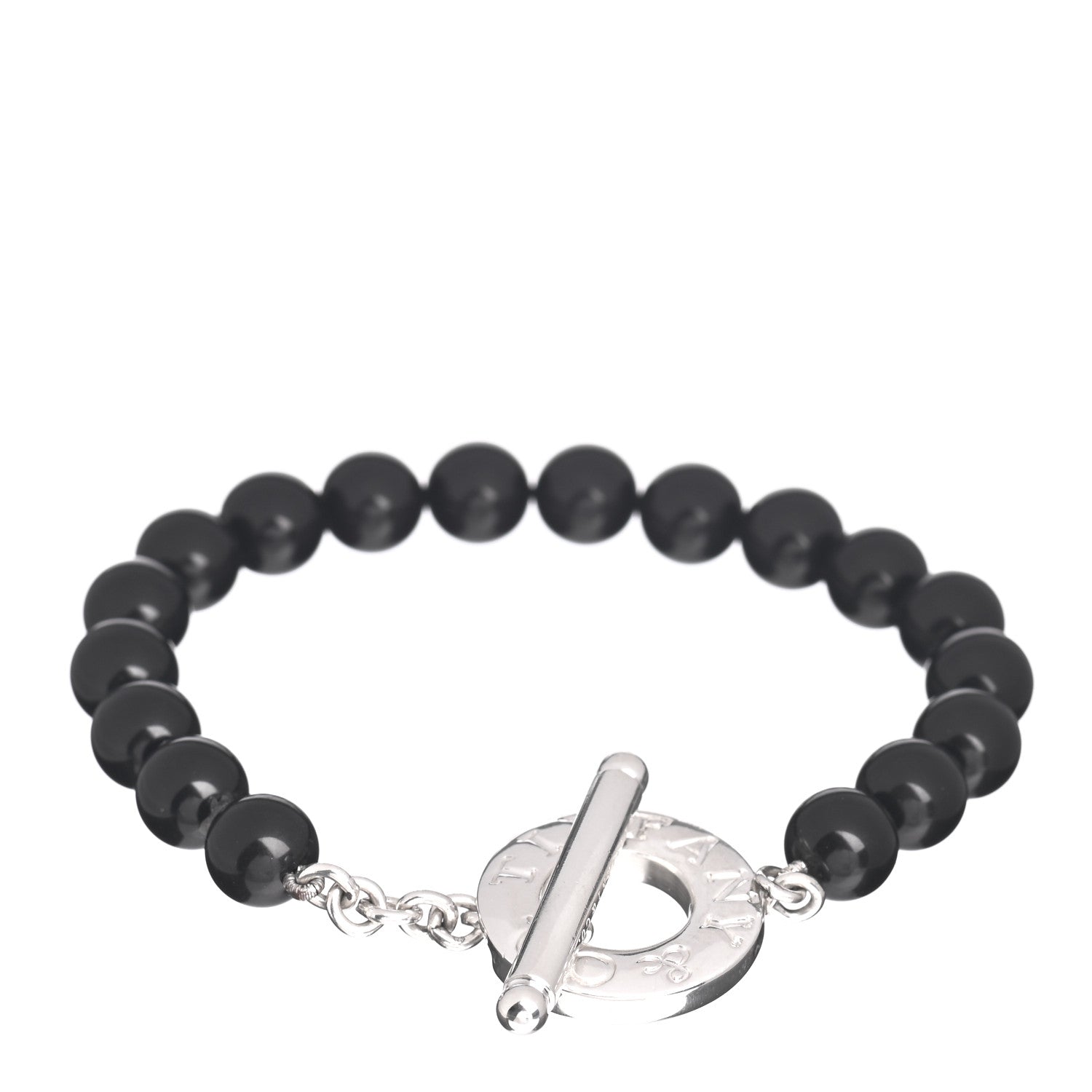 Tiffany Sterling Silver Black Onyx Bead Toggle Bracelet 3 of 4