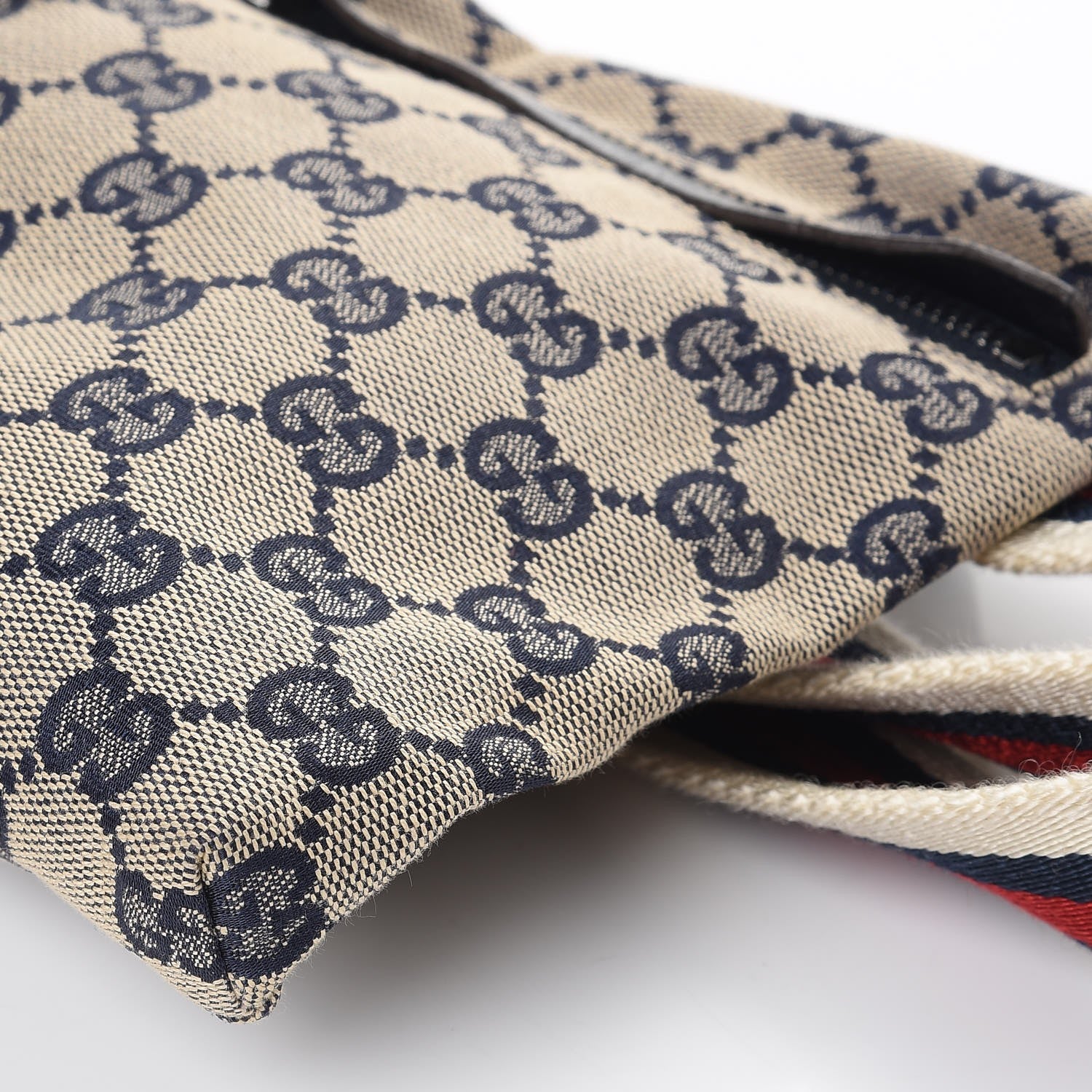 Gucci GG Monogram Web Double Pocket Belt Bag Navy 10 of 10