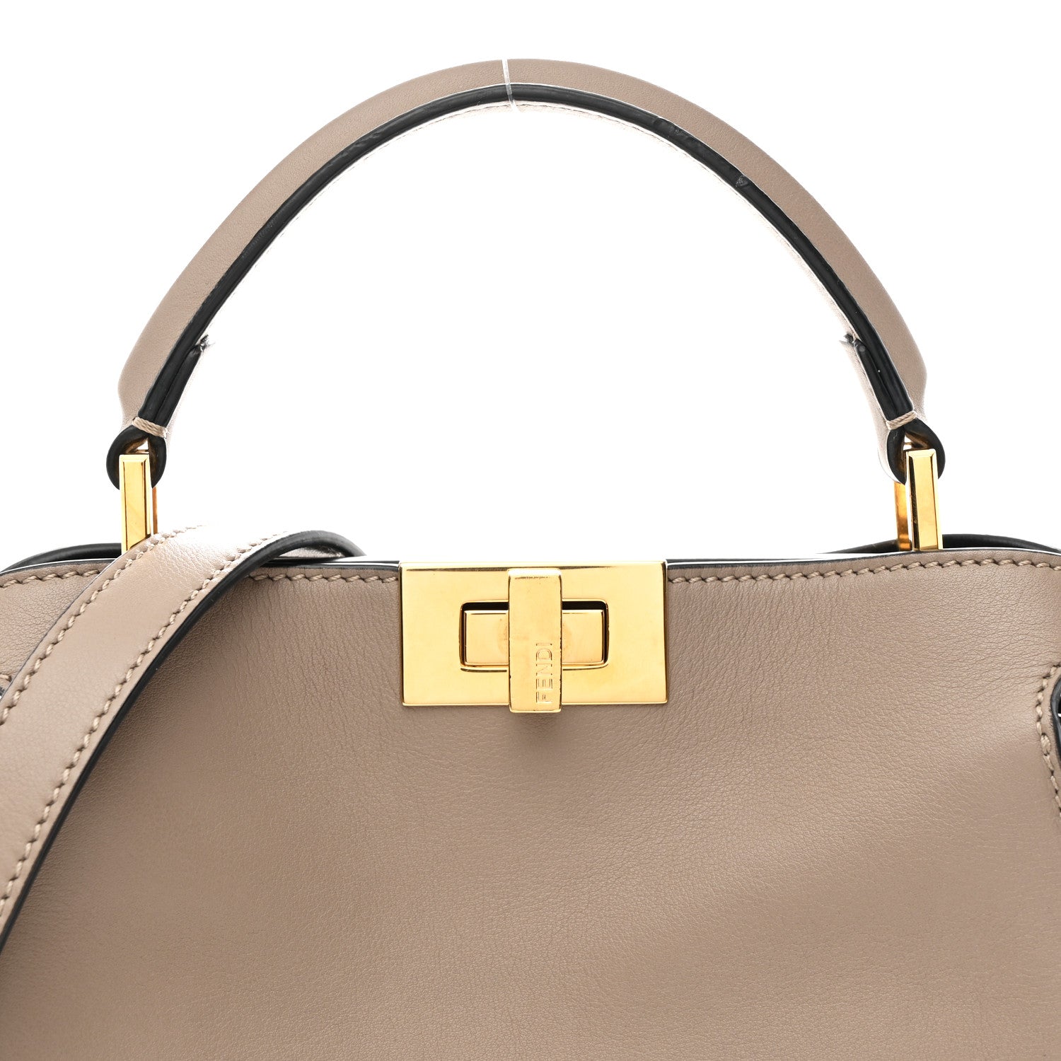 Fendi Tahiti Burro Medium Peekaboo Iconic Essentially Satchel Tortora Black 9 of 11