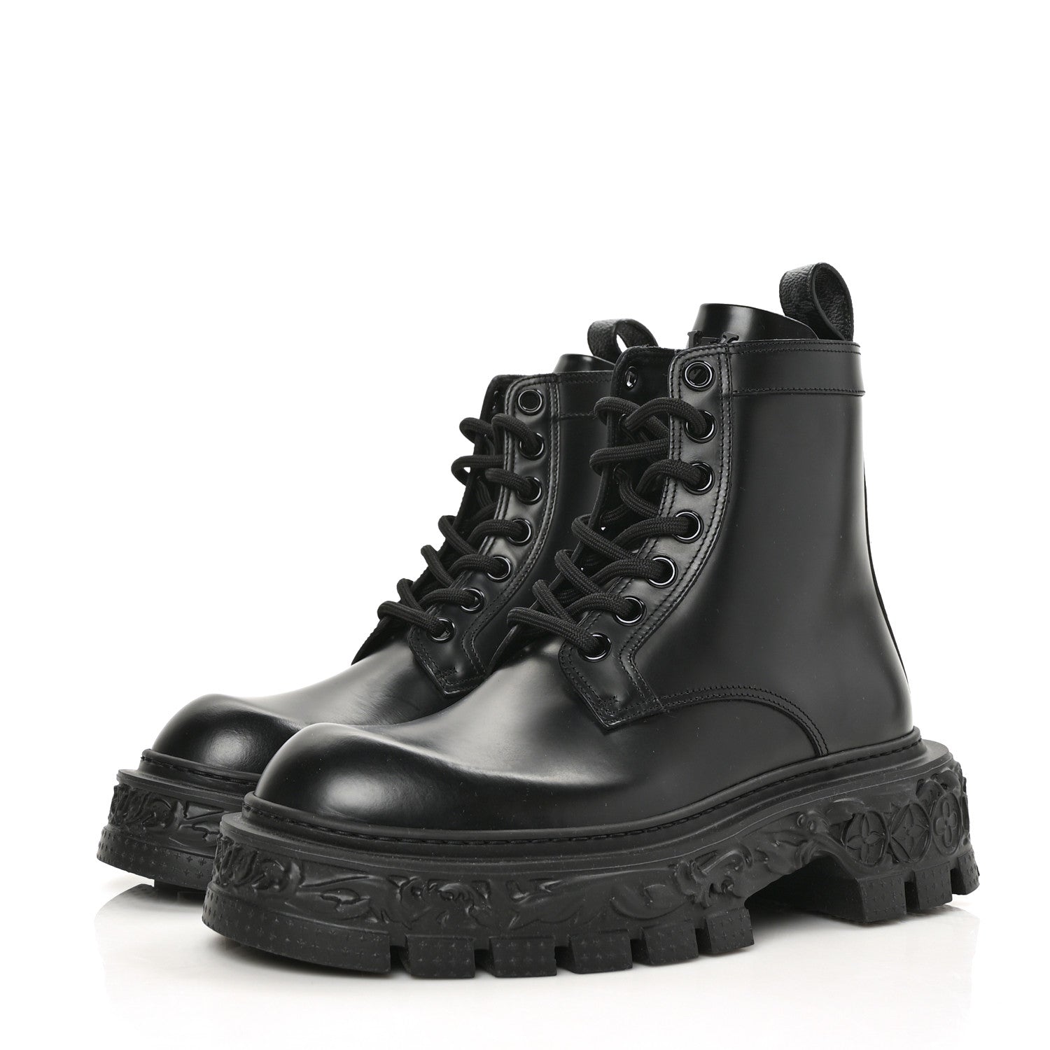 Louis Vuitton Calfskin Baroque Flat Ranger Boots 7.5 Black 3 of 7