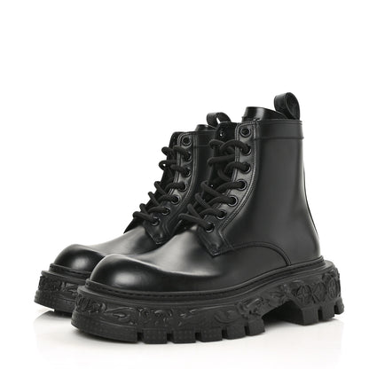 Louis Vuitton Calfskin Baroque Flat Ranger Boots 7.5 Black 3 of 7