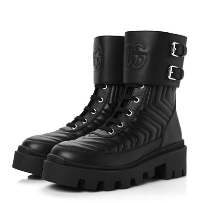 Gucci Nappa Frances GG Matelasse Platform Combat Boots 35.5 Black 3 of 6
