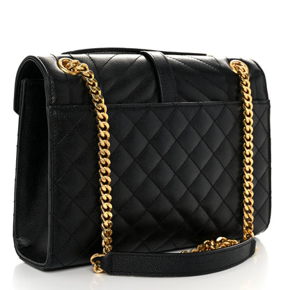 Saint Laurent Grain De Poudre Textured Mixed Matelasse Triquilt Medium Monogram Satchel Black 3 of 9