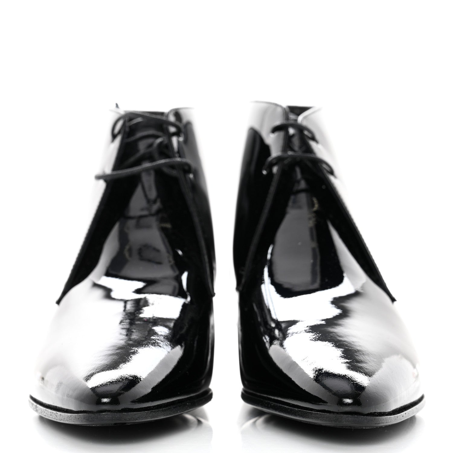 Saint Laurent Patent Calfskin Joan Ankle Boots 37 Black 2 of 9