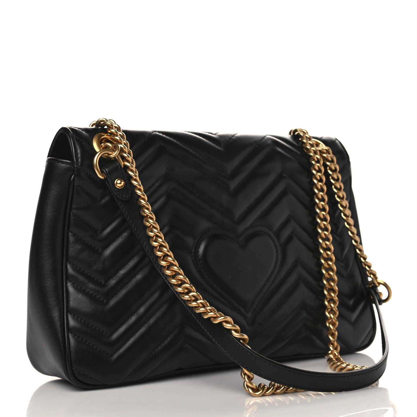Calfskin Matelasse Medium GG Marmont Shoulder Bag Black