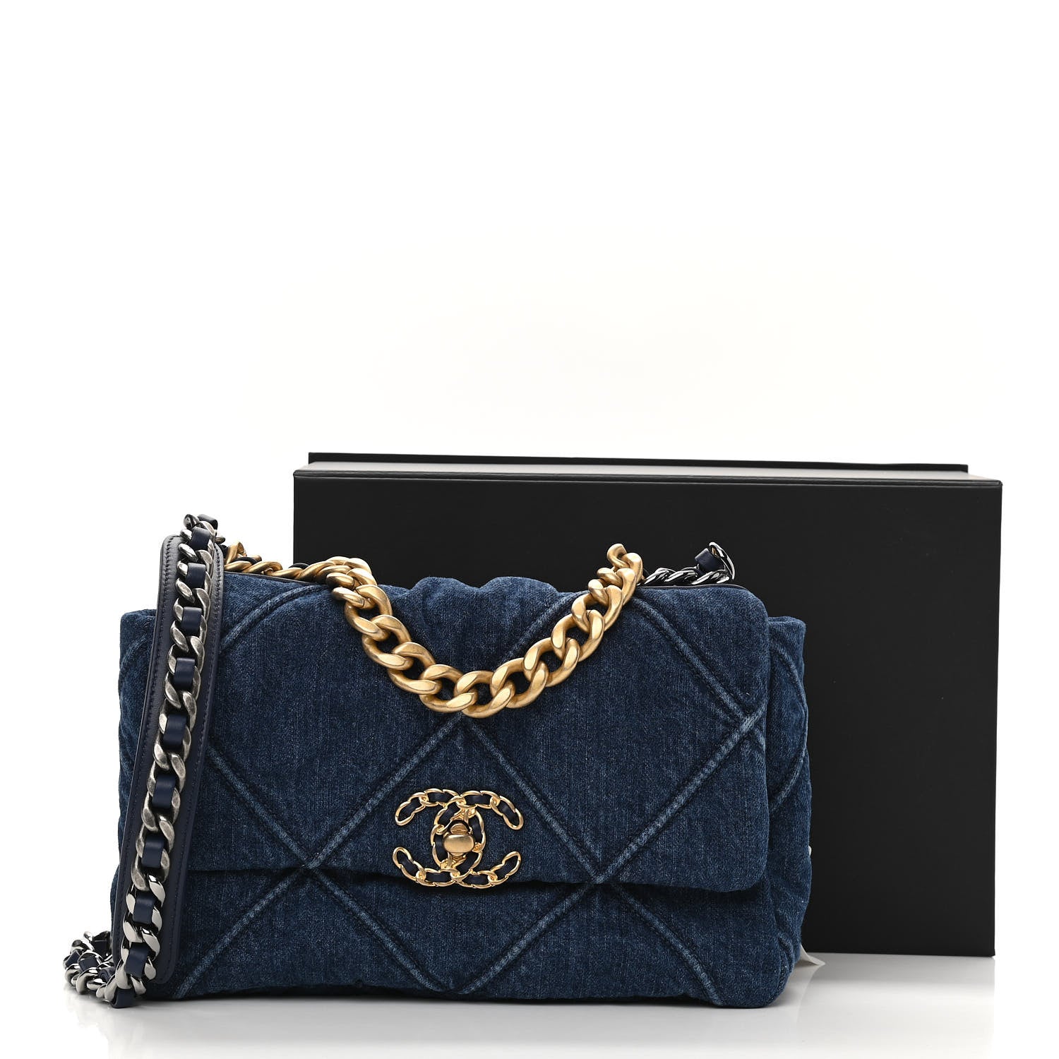 Chanel Denim Quilted Medium Chanel 19 Flap Blue 11 of 11