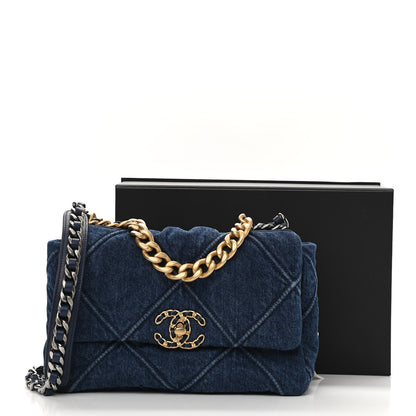 Chanel Denim Quilted Medium Chanel 19 Flap Blue 11 of 11