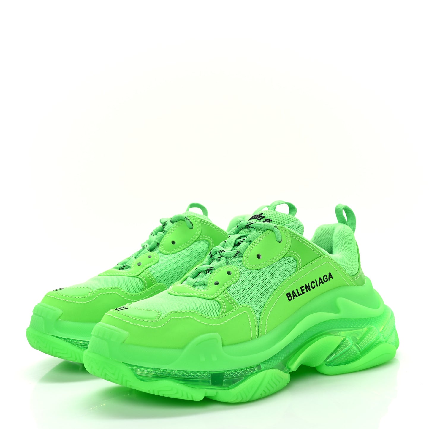 Fabric Mesh Clear Sole Womens Triple S Sneakers 37 Fluo Green
