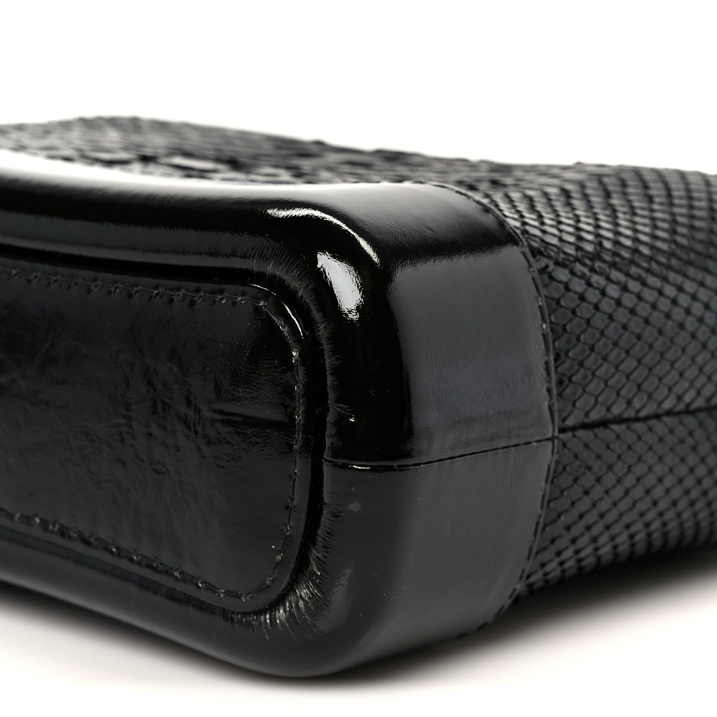 Snakeskin Patent Calfskin Small Gabrielle Hobo Black