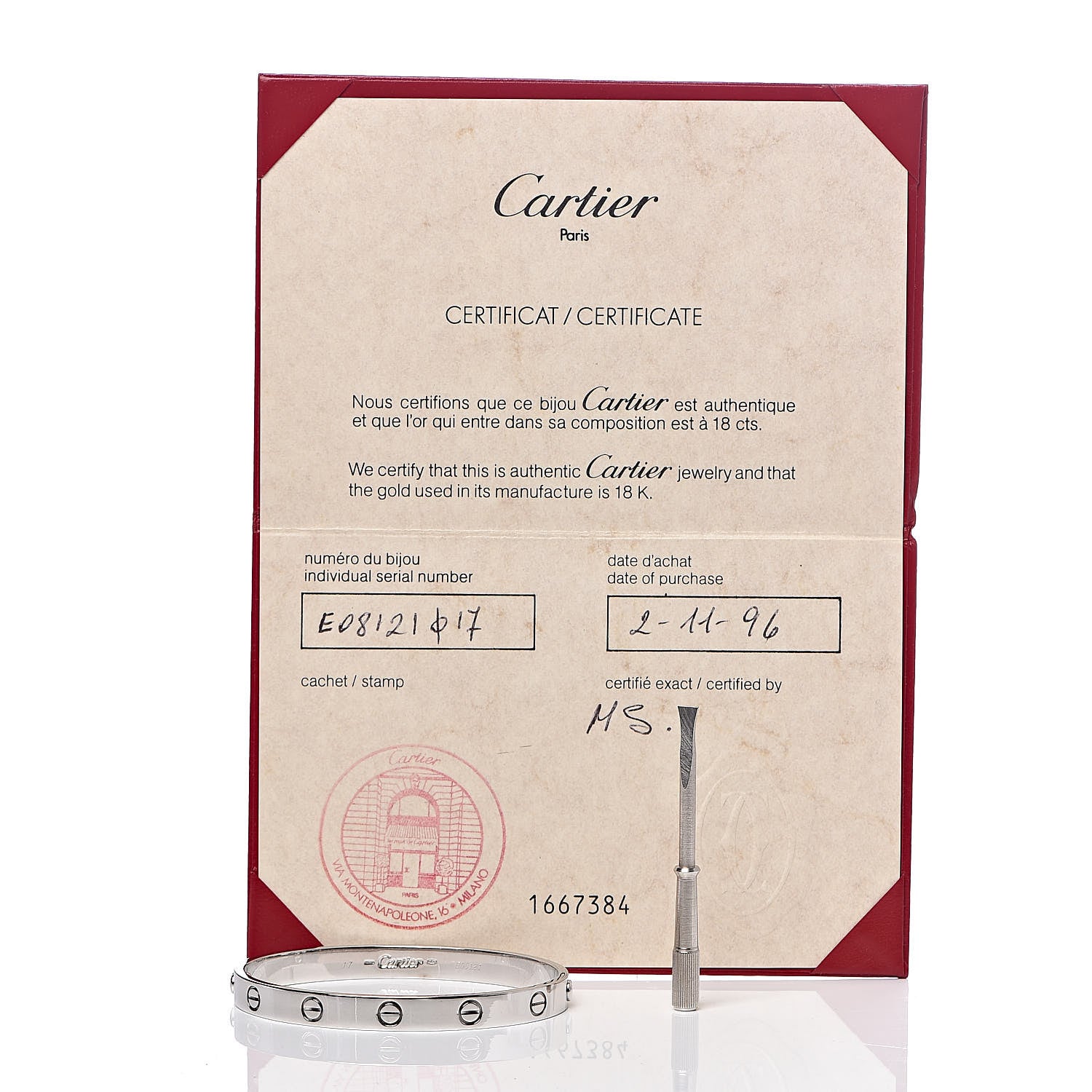 Cartier 18K White Gold LOVE Bracelet 17 7 of 7