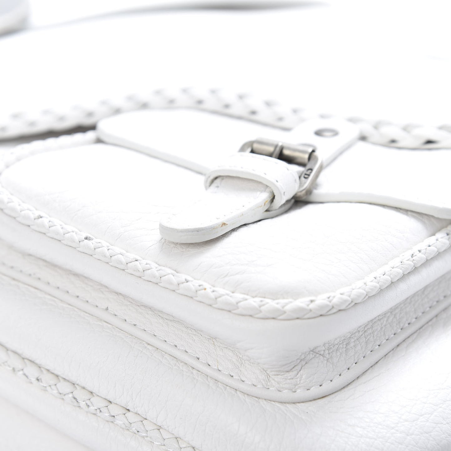 Calfskin Braided Gaucho Double Saddle Bag White
