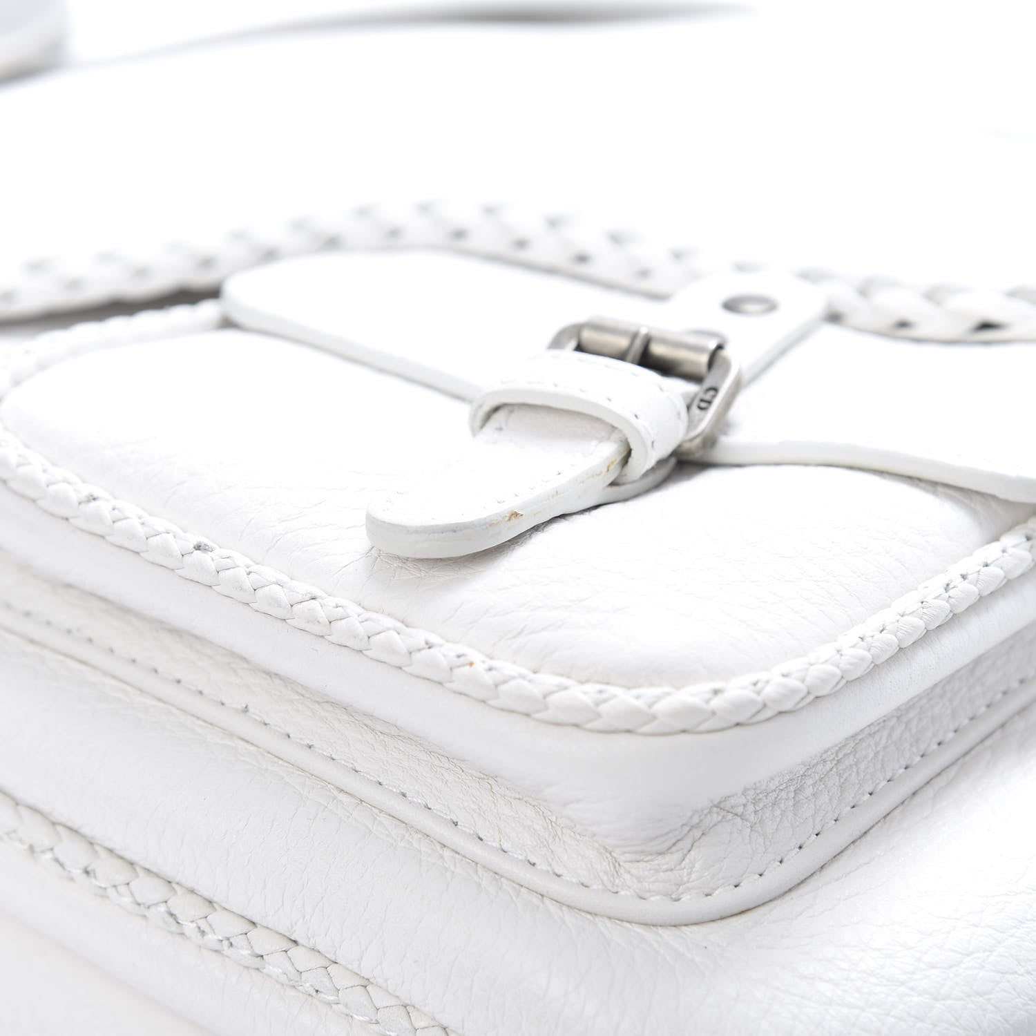 Christian Dior Calfskin Braided Gaucho Double Saddle Bag White 11 of 13