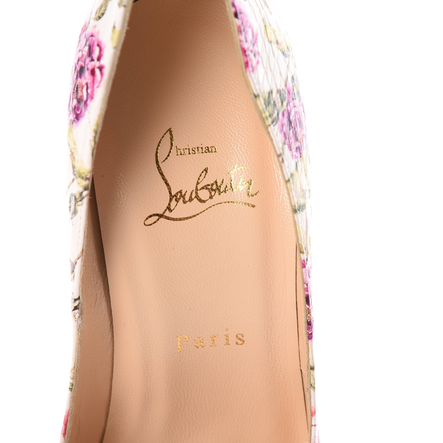 Christian Louboutin Watersnake Fiori Fetish Peep 150 Pumps 38.5 Latte Pompadour 7 of 7