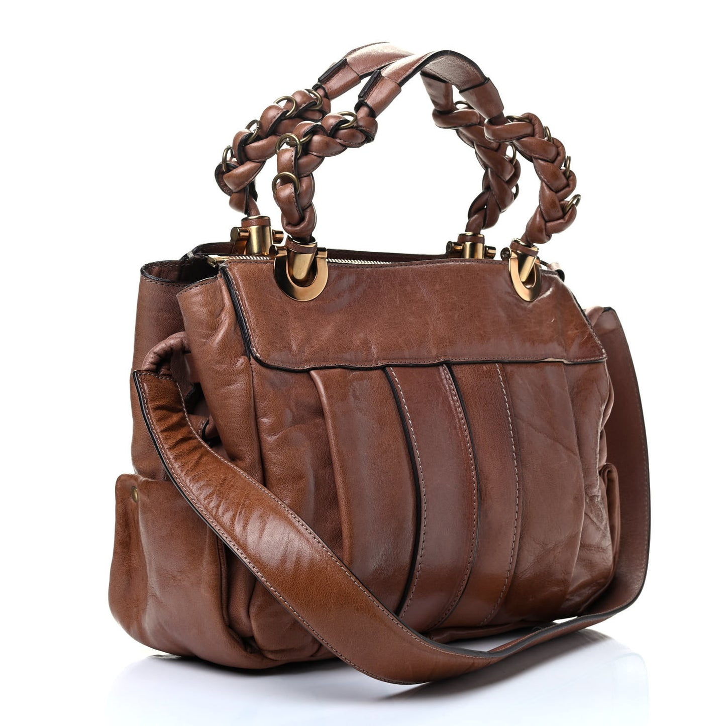Lambskin Medium Heloise Satchel Chestnut