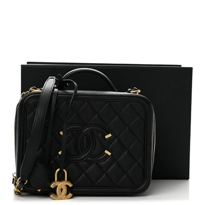 Chanel Caviar Quilted Medium CC Filigree Vanity Case Black 14 of 14