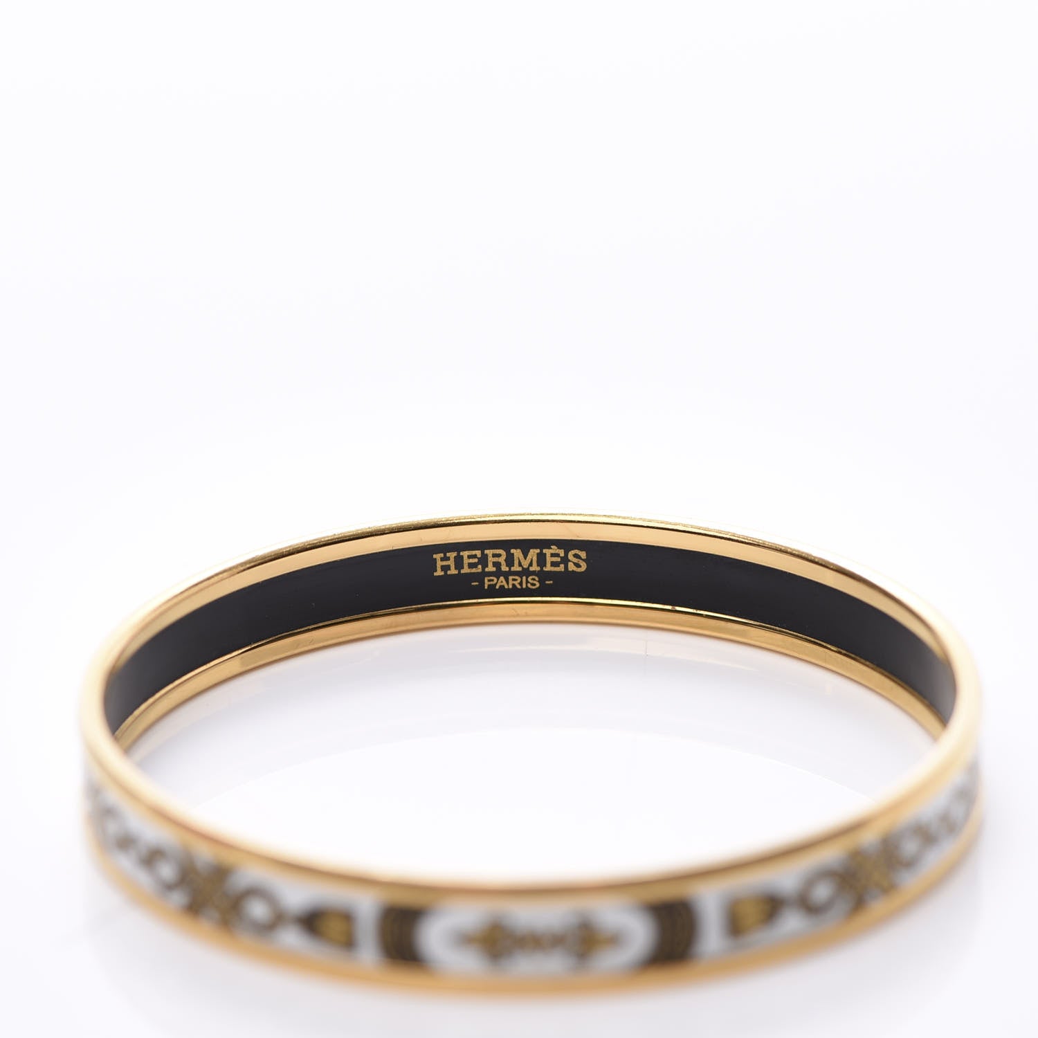 Hermes Enamel Printed Grand Apparat Narrow Bracelet 65 White 3 of 5