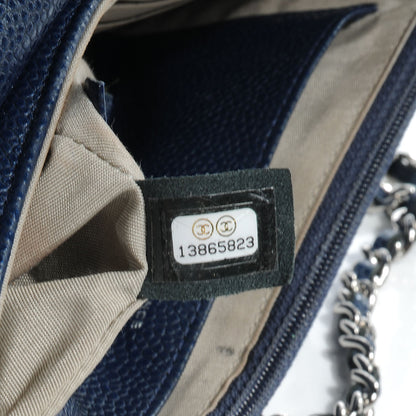 Chanel Caviar Half Moon Wallet On Chain WOC Dark Blue 8 of 10