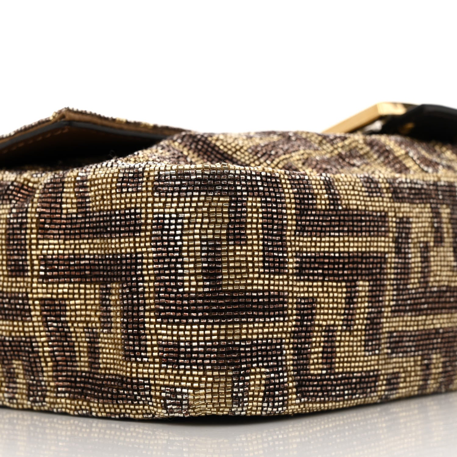 Fendi Vitello King Beaded Zucca Baguette Mogano Panna Ebano 9 of 11