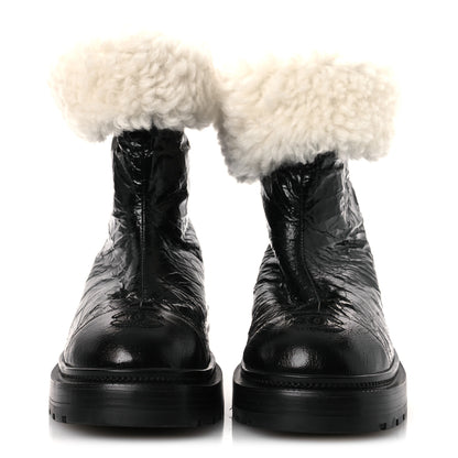 Chanel Lambskin Shearling Short Boots 36 Black 3 of 10