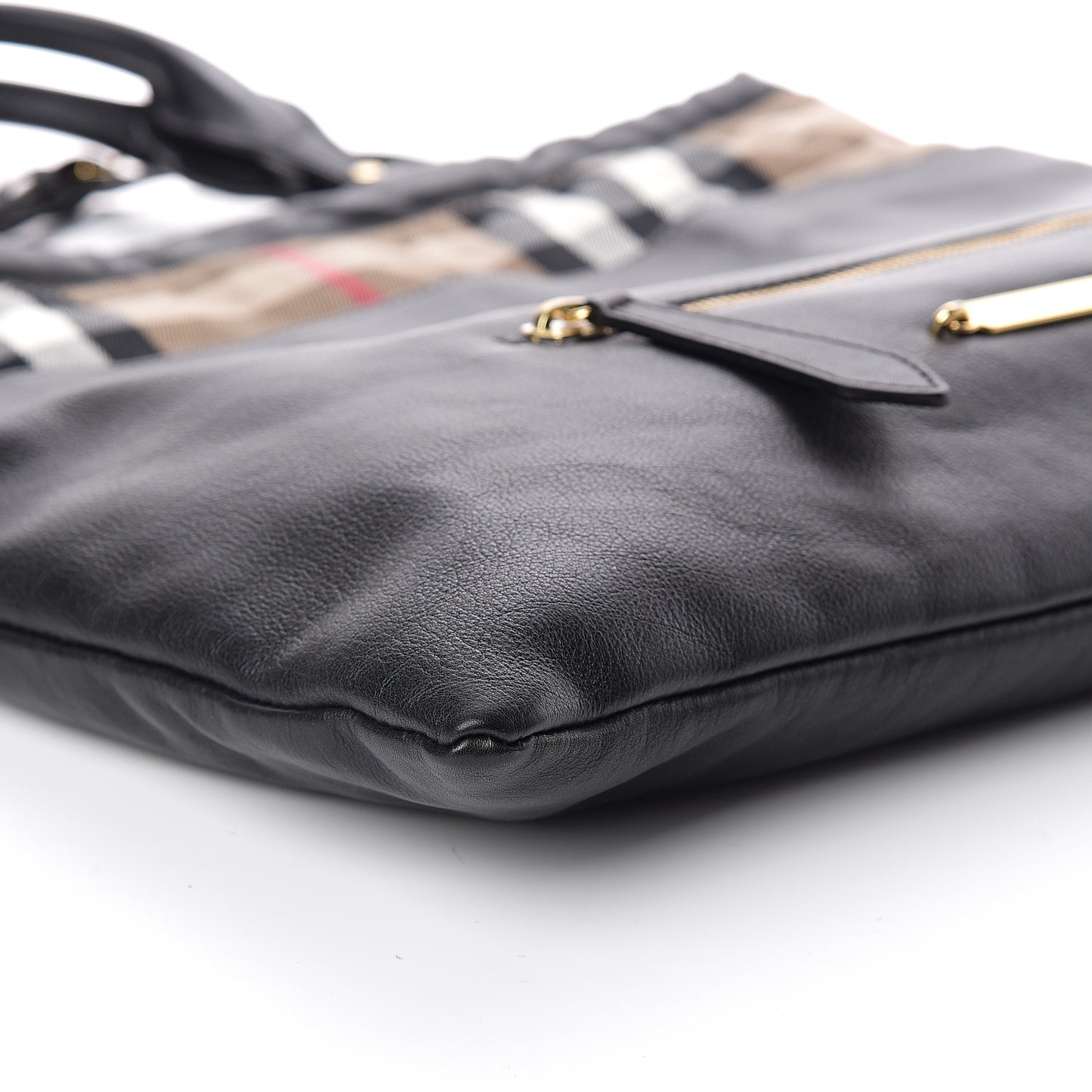 Soft Calfskin House Check Big Crush Tote Black