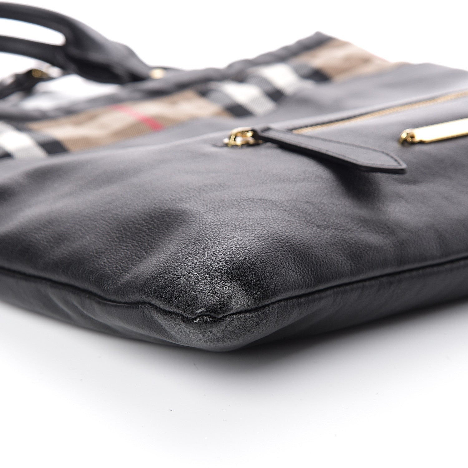 Burberry Soft Calfskin House Check Big Crush Tote Black 7 of 8