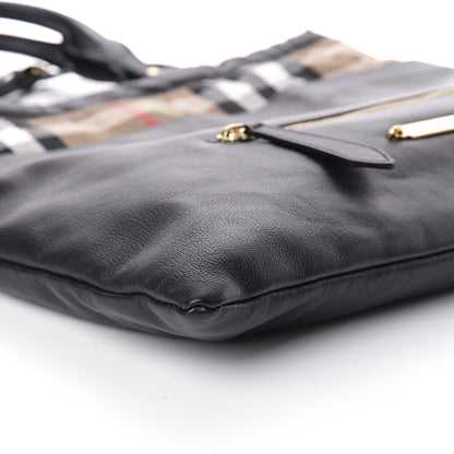 Burberry Soft Calfskin House Check Big Crush Tote Black 7 of 8