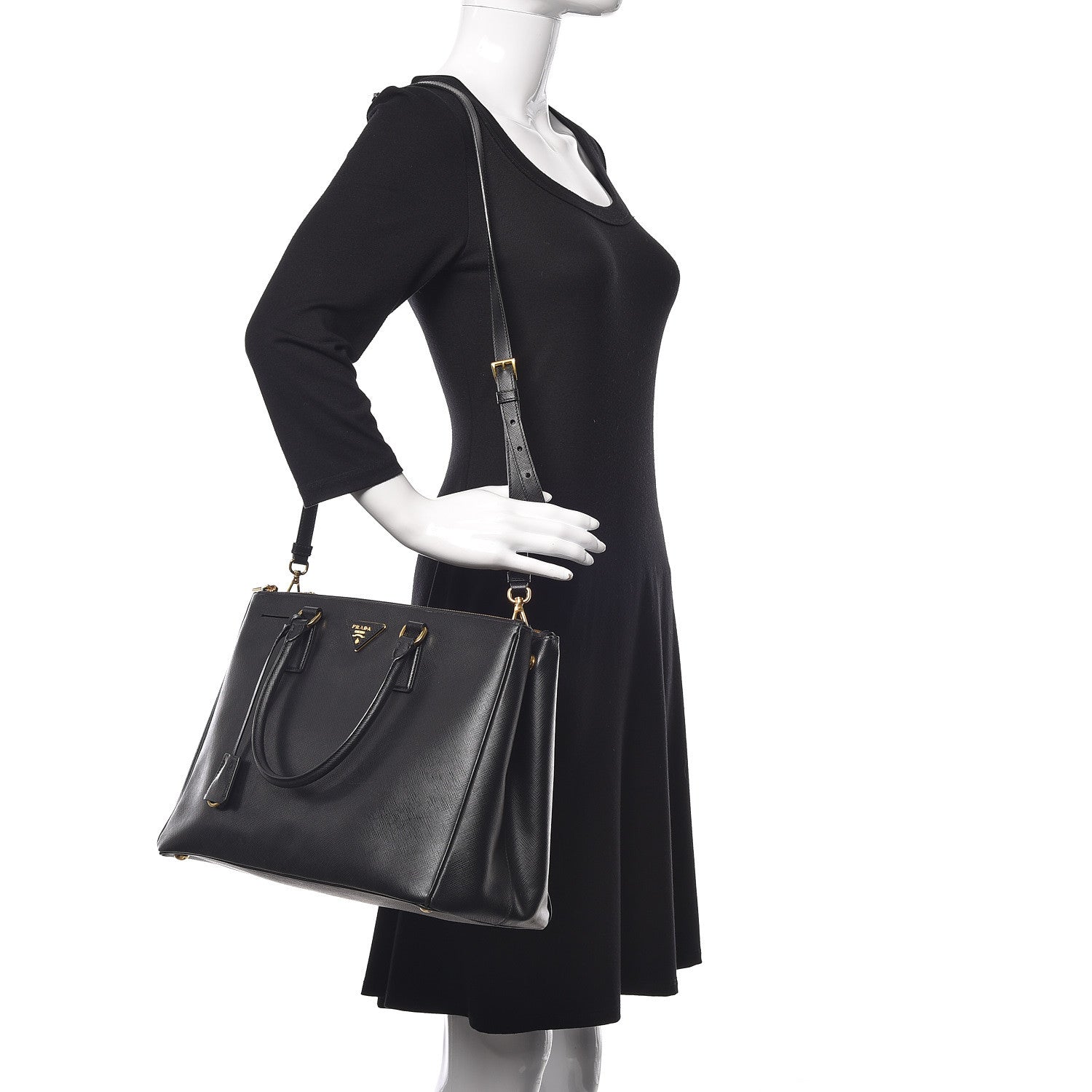 Prada Saffiano Large Galleria Double Zip Tote Black 2 of 15