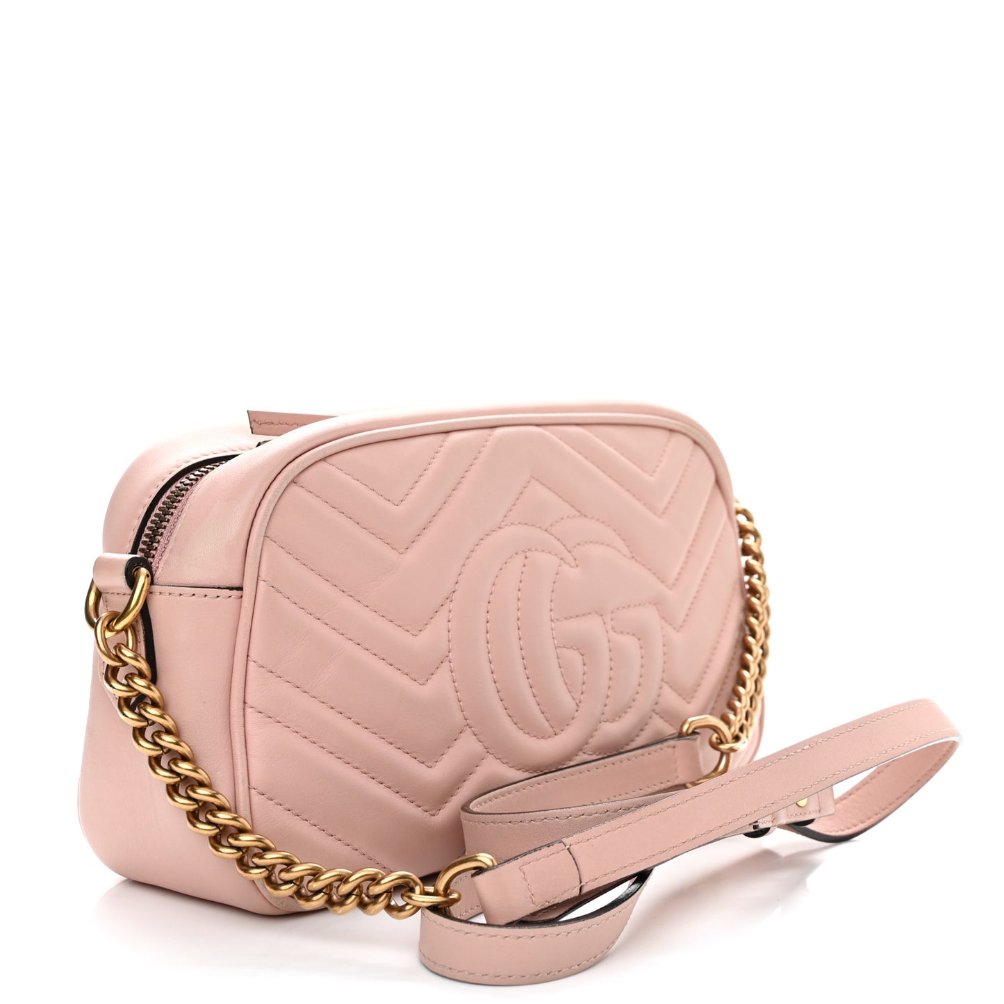 Calfskin Matelasse Small GG Marmont Chain Shoulder Bag Perfect Pink