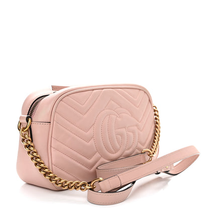 Gucci Calfskin Matelasse Small GG Marmont Chain Shoulder Bag Perfect Pink 3 of 11