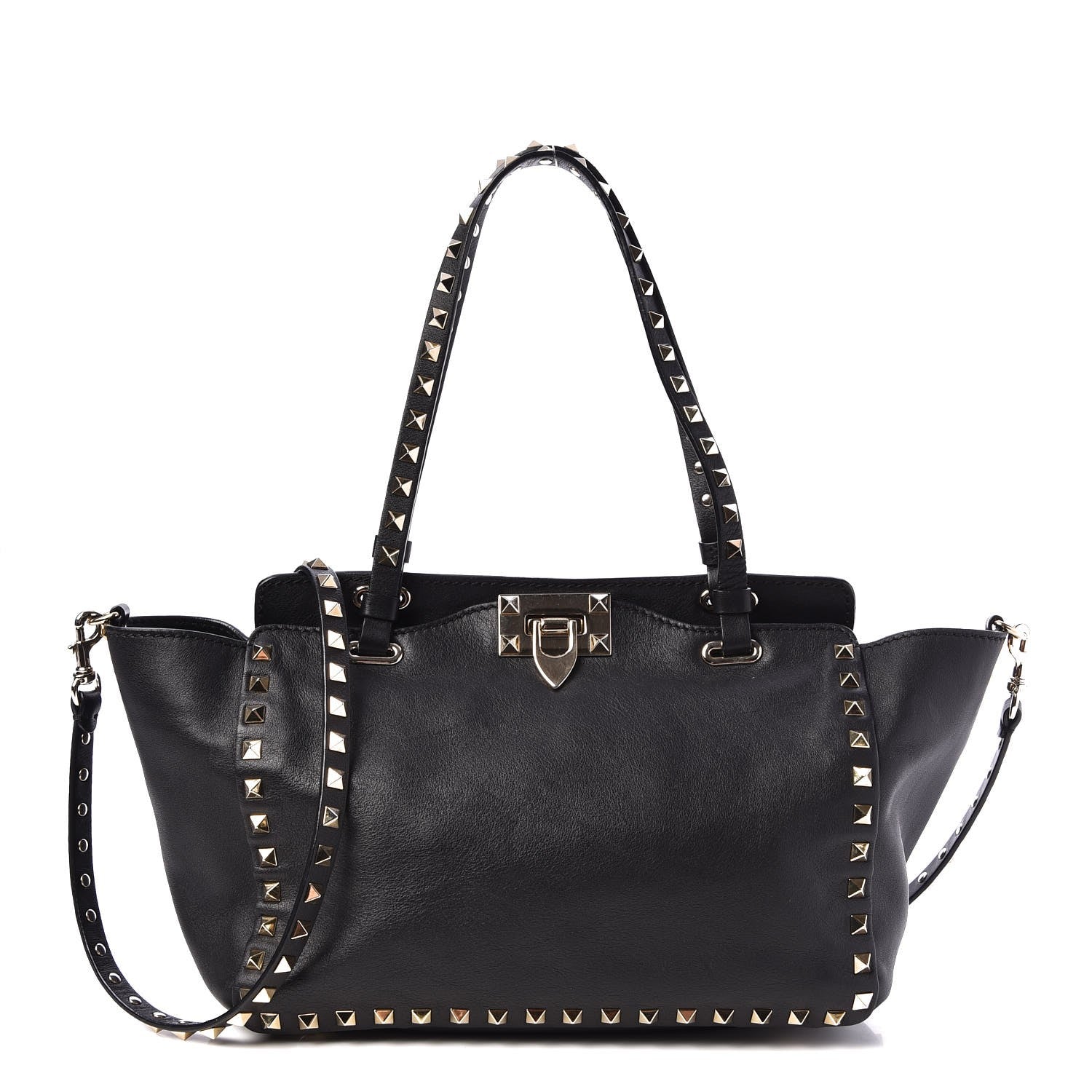 Valentino Garavani Vitello Small Rockstud Tote Black 1 of 7