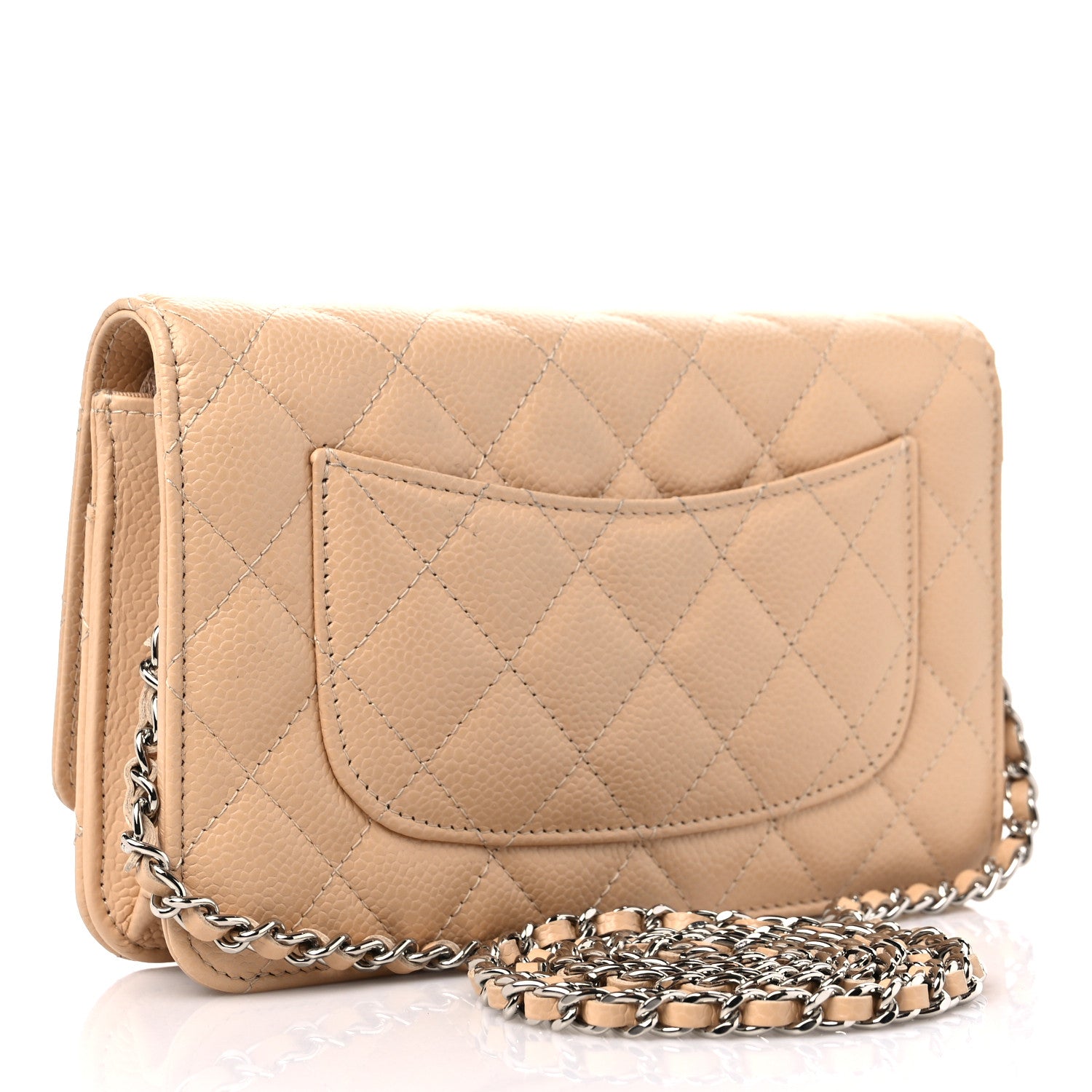 Chanel Caviar Quilted Wallet On Chain WOC Beige 3 of 10