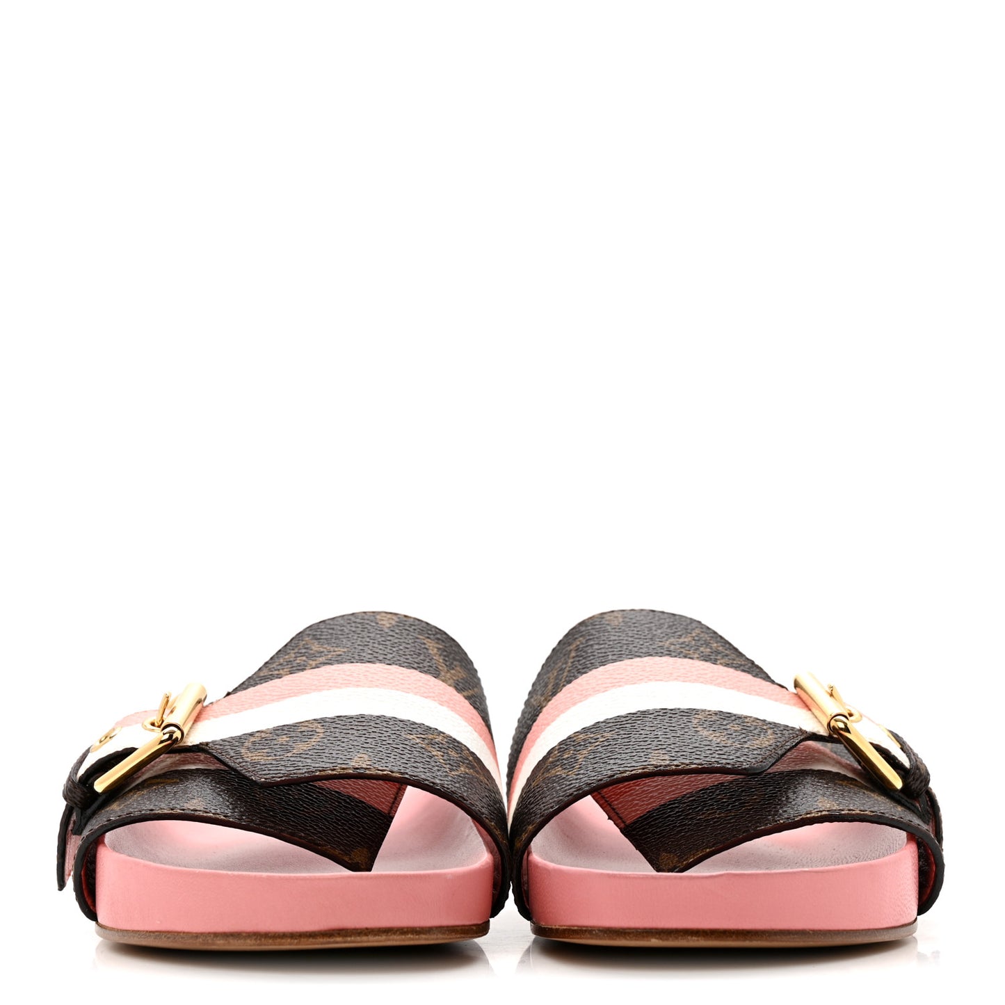 Patent Monogram Bom Dia Flat Mule 37 Rose White