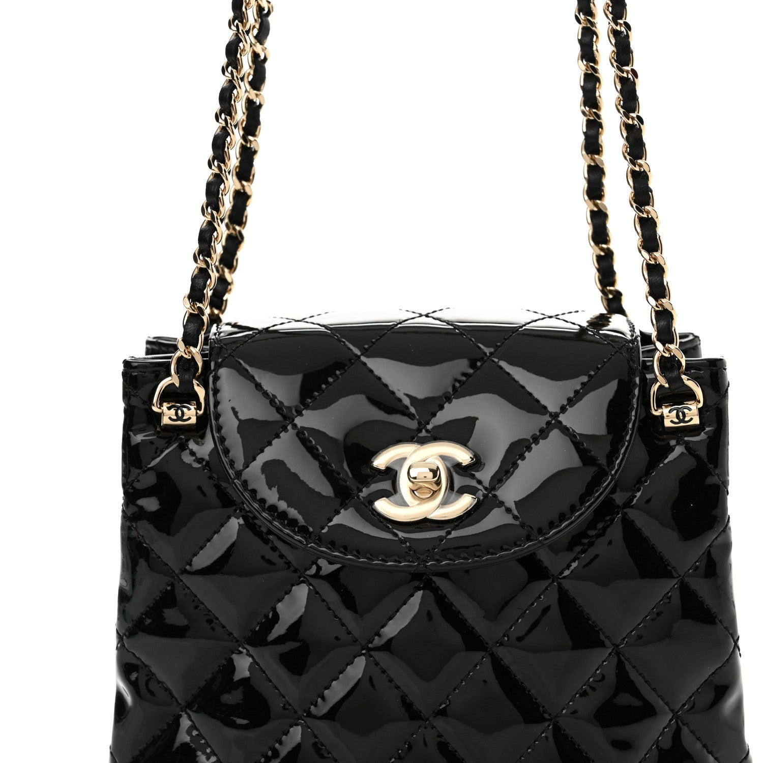 Chanel Patent Quilted Shiny Coco Small Flap Hobo Black 9 of 12