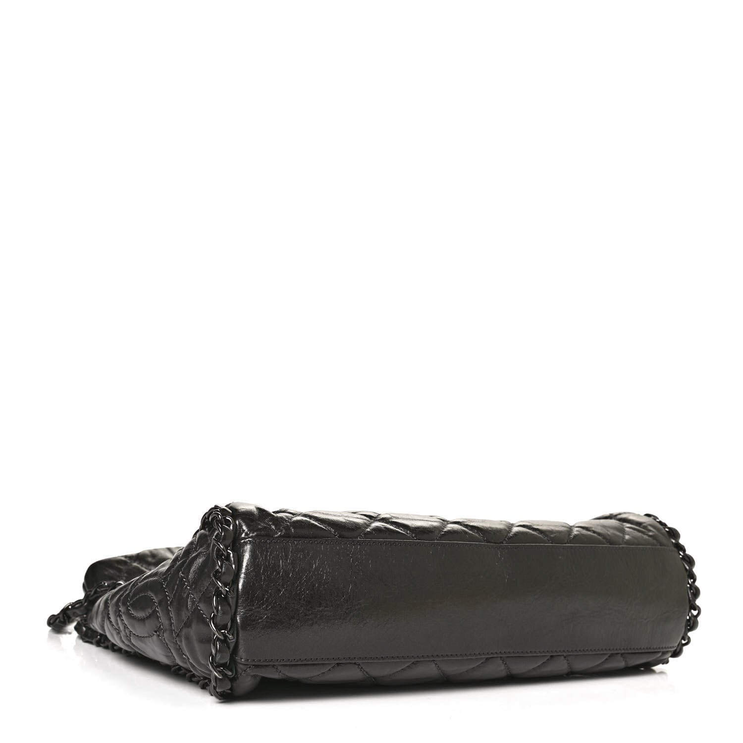Chanel Metallic Calfskin Quilted Medium Chain Me Hobo Dark Grey 4 of 11
